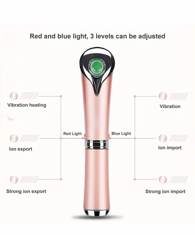 Face Massager Dark Circle Anti Aging Puffiness Ionic Vibrating Pen Device Red Light Beauty Instrument Eye Therapy