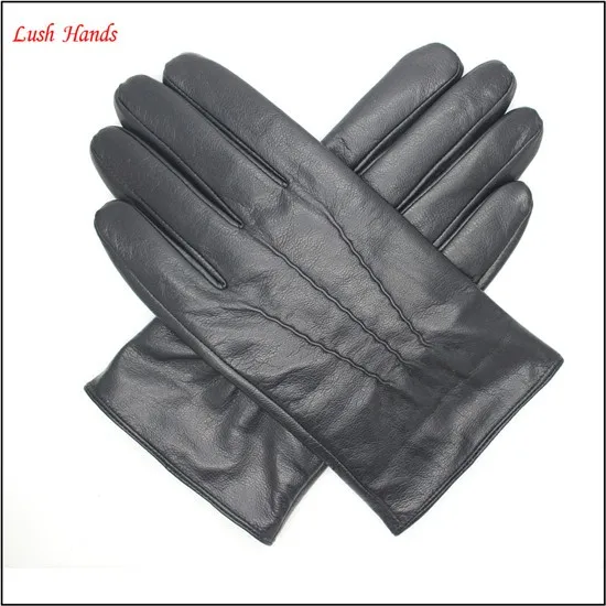 lady's simple style 100% genuine sheepskin gloves with three back stitches