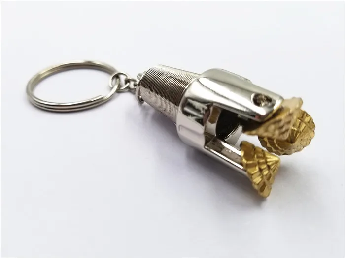 Promotional High Quality Drill Bit Keychain 3d Metal Gold Rotating Gear Key Chain,Oilfield