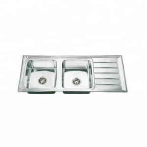Manufacture Deep Double Bowl Single Drainer Stainless Steel Kitchen Sink With Drainboard