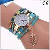 korea style elegance rope braided bangle watch wrap Bracelet around quartz casual watch for women wholesale leaves watch WW075