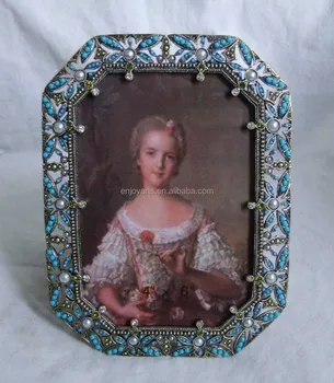 Jewels Beaded Unique Shape Alloy Photo Frame For Home Decor Gift