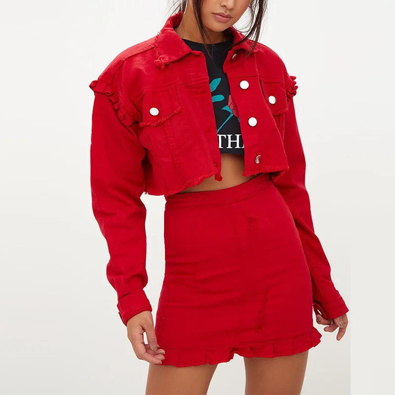 Buy Tokyo Talkies Women Red Solid Denim Jacket - Jackets for Women 10573160  | Myntra