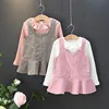 Best Selling Items Children Girl Warm Frocks Two Piece Suit Of Kids Clothes