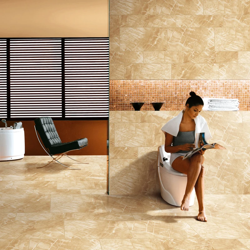 China Zibo City Stone Design Glazed Inkjet  Ceramic Floor Tiles for Bathroom