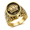 Hot Sale Arabic Totem Allah Rings Muslim Religion Jewelry Turkish Men Engagement Authentic Islamic Crown Rings