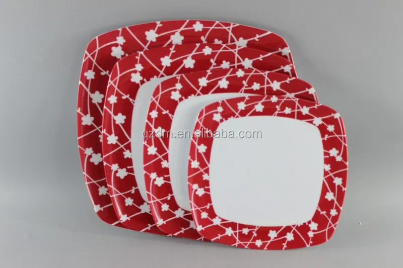 Factory Supply Melamine camping Dinner plate , Square dinner set