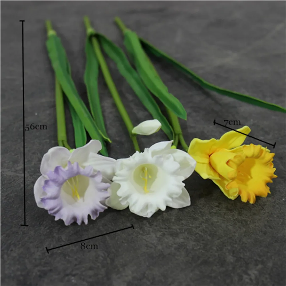 Wholesale Pu Yellow True Touch Artificial Daffodil Flowers For Wedding