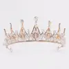 Bride Alloy Rhinestone Handmade Crown Korean Handmade String Crystal Beads Tiara Pearl Hair Hoop