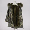 2018 Fashion Women Parka in Camo Jacquard With Raccoon fur hood and rabbit fur lining