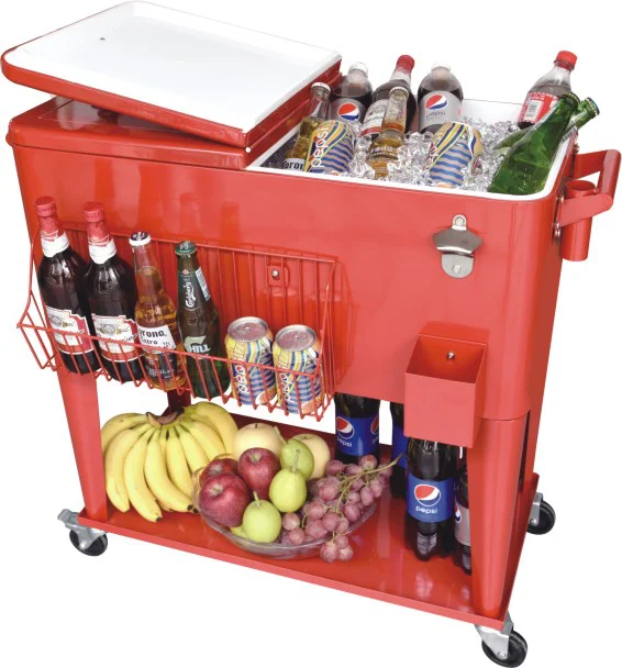 Patio Party Wicker Rattan Stainless Steel Beverage Ice Bucket Cooler Carts Buy Cooler Carts