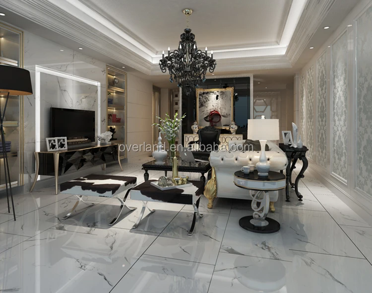 Polished porcelain tile look like carrara marble