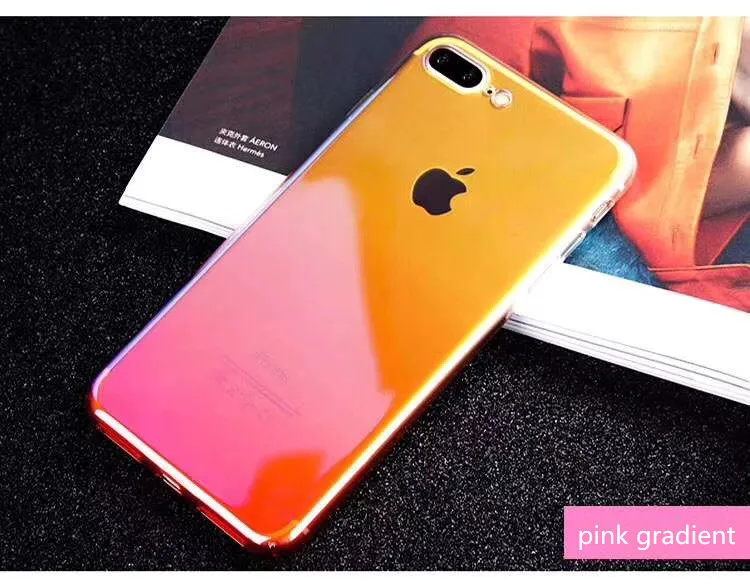 Slim Ultra Thin Change Color Hard Wireless Charger Phone Case for iPhone X 8 7 plus 6 , for iPhone X Case Gradient