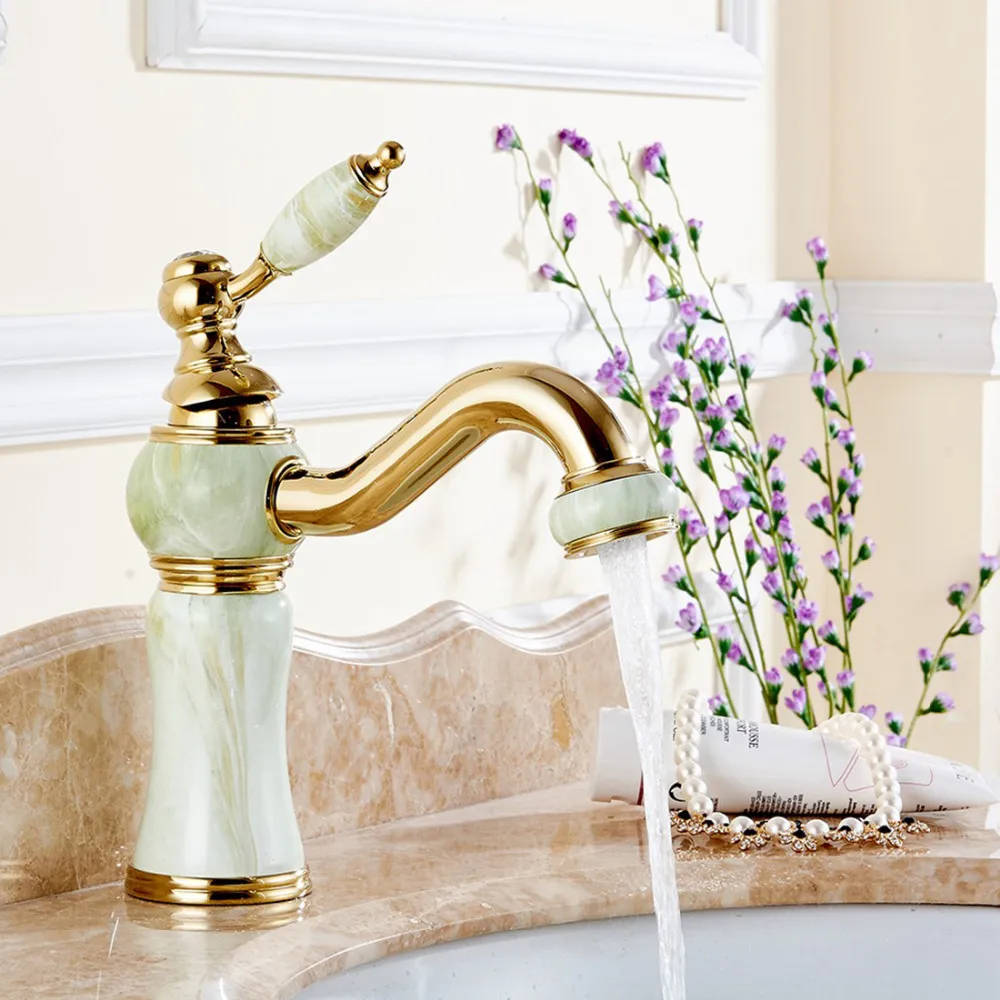 Fapully High Quality Single Lever Golden Plate Cold Hot Deck Mounted