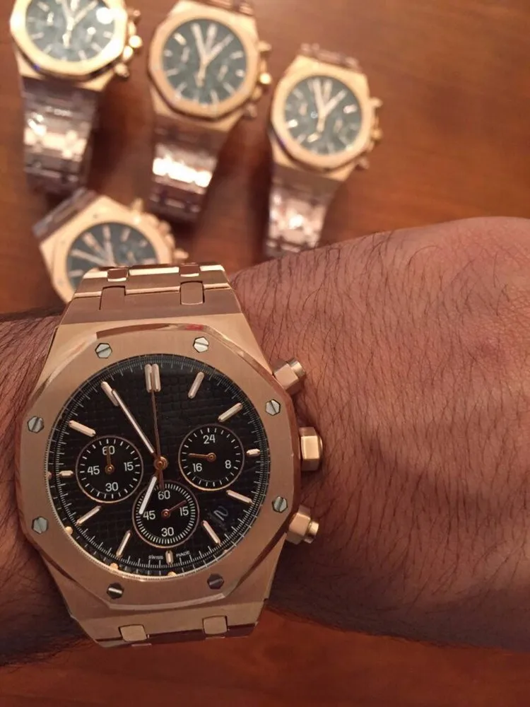 Stainless Steel Gold Watch Luxury Men 