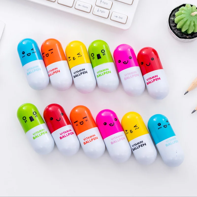 Cute Mini Pill Shape Promotional Print Logo Capsule Ballpoint Pen