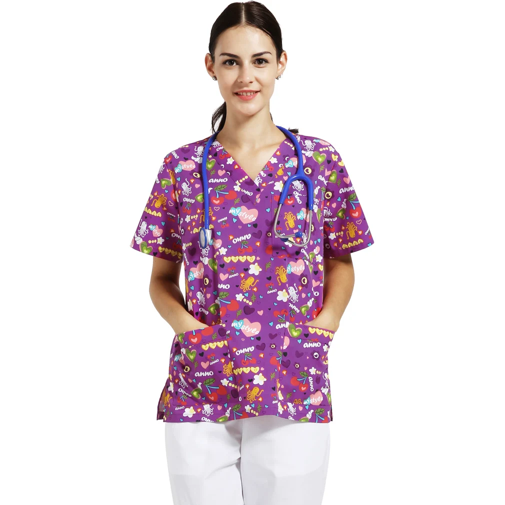 Newest Customized Scrub Organic Cotton Woven Fabric Female Nursing