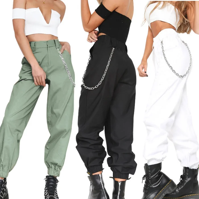 Streetwear Cargo Pants Women Casual Joggers Black High Waist Loose Female Trousers Korean Style harem pants