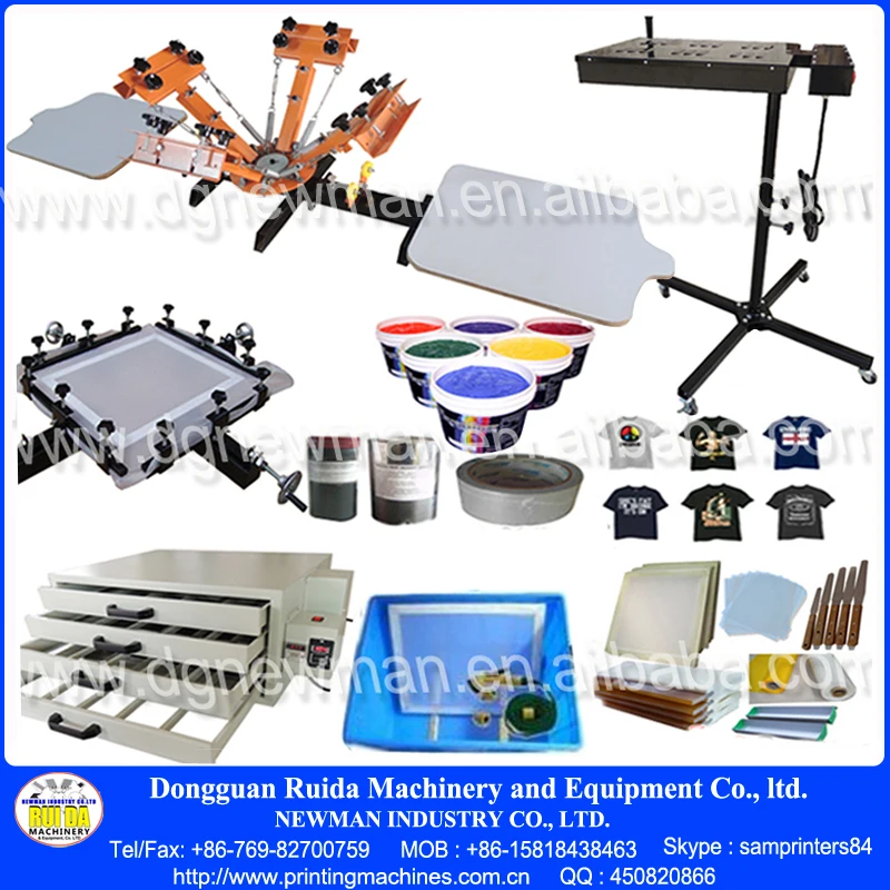 Manual Desk Top 4 Color 2 Station Diy Screen Printing Machine And Full Screenprinting Supplies