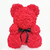 2019 Hot Sale Valentine Gifts PE Foam Artifical Roses Flowers Teddy Bear 40cm Small Preserved Rose Bear Gift