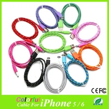 1M USB date cables Fabric Braided Sync Cable Charger Cord For iphone6 iphone6plus iPhone 5/iphone5s/iphone5c fit for IOS8