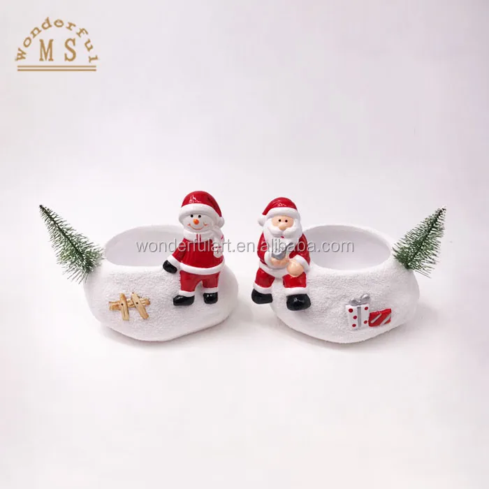 China manufacturer Santa Claus and snowman Christmas ceramic pottery flower pot set