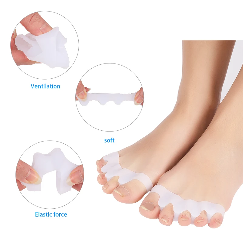 SEBS Durable Five-Hole Toe Separators for Men and Women Bunions Corrector and Toes Restorer Arch Supports