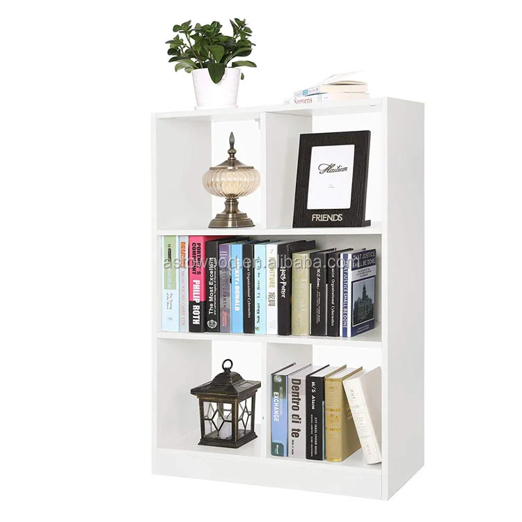 Wooden Bookcase Open Cubes Shelves Free Standing Bookshelf Storage