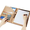 Office Supplies Business Style Leather Document Folder with 30-pages A4 Note Pad & Calculator(Brown)