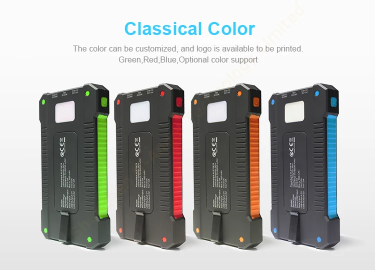 solar power bank 8000mAh extreme mobile phone battery charger pack dual USB LED lights with climbing hook - ANKUX.COM