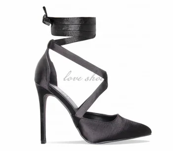 black satin court shoes