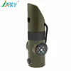 Jaxy 7 in 1 survival device of whistle Magnifying Lens, LED flashlight, Signal Mirror, Compass, Thermometer,Storage and Lanyard