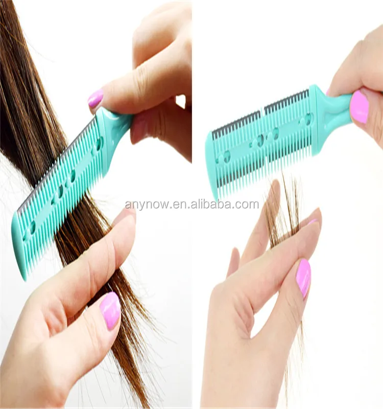 Double Side Plastic Hair Extension Thinning Comb With Blade Razor