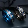 JWR050 Huilin custom dragon pattern blue rings 316L Stainless steel rings beautiful Men's ring