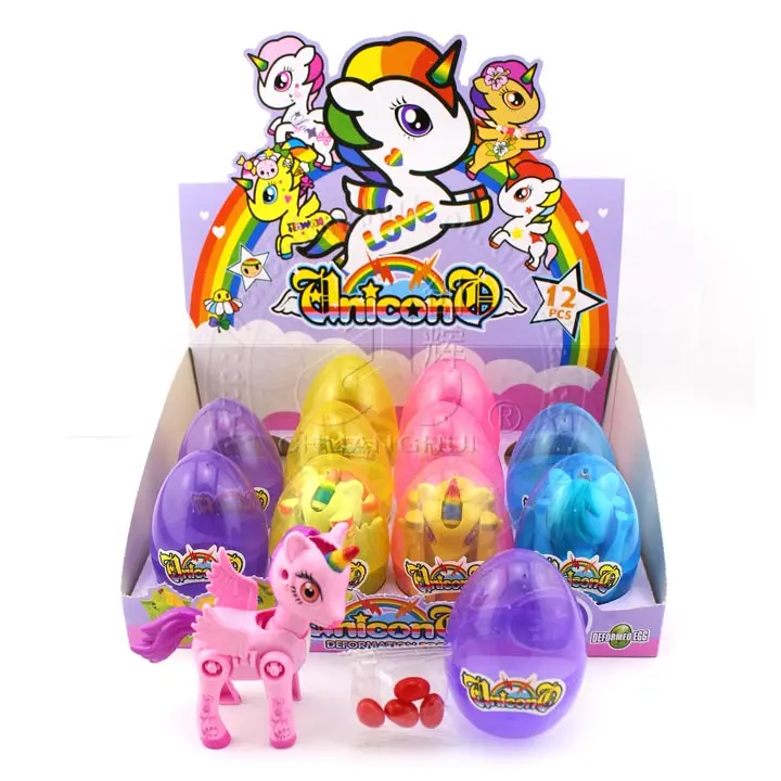 High Quality Rainbow Unicorn Horse Toys Egg With Jelly Bean Candy - Buy ...