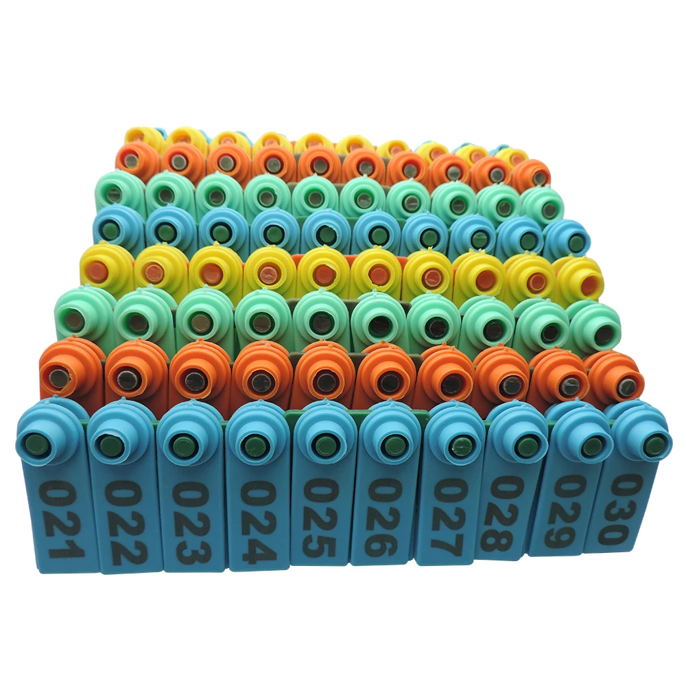 100 Sets Sheep Goat Ear Tag  Orange Yellow Green Plastic Sheep Ear Tag Animal Livestock