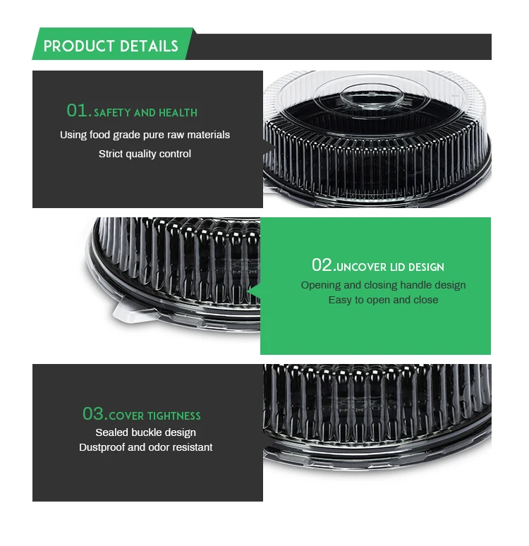 Clear plastic disposable transparent round cake box