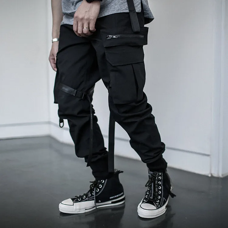 slim cargo pants mens black