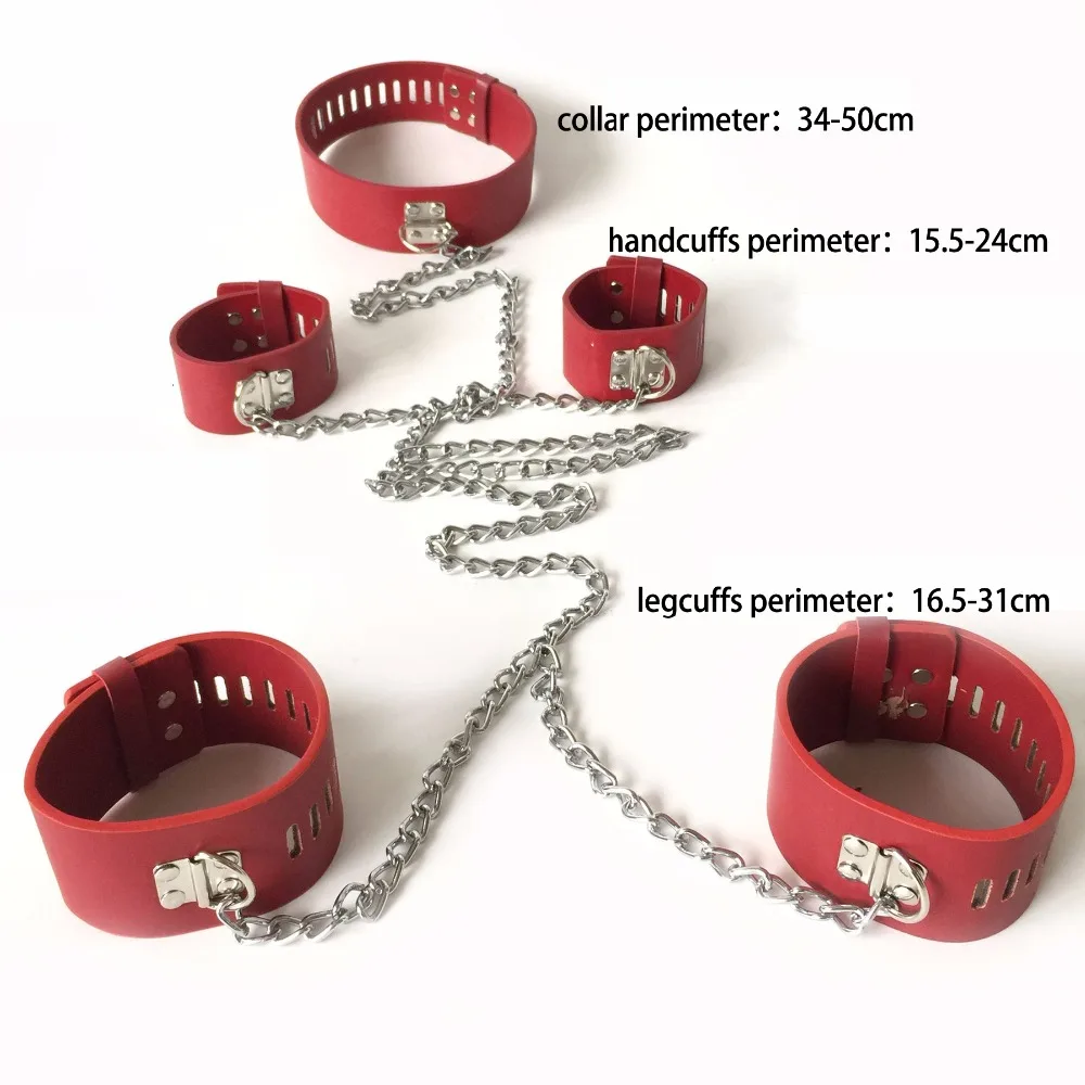 Stainless Steel Neck Collar Handcuffs Hand Ankle Cuffs Metal Bondage Tools Set