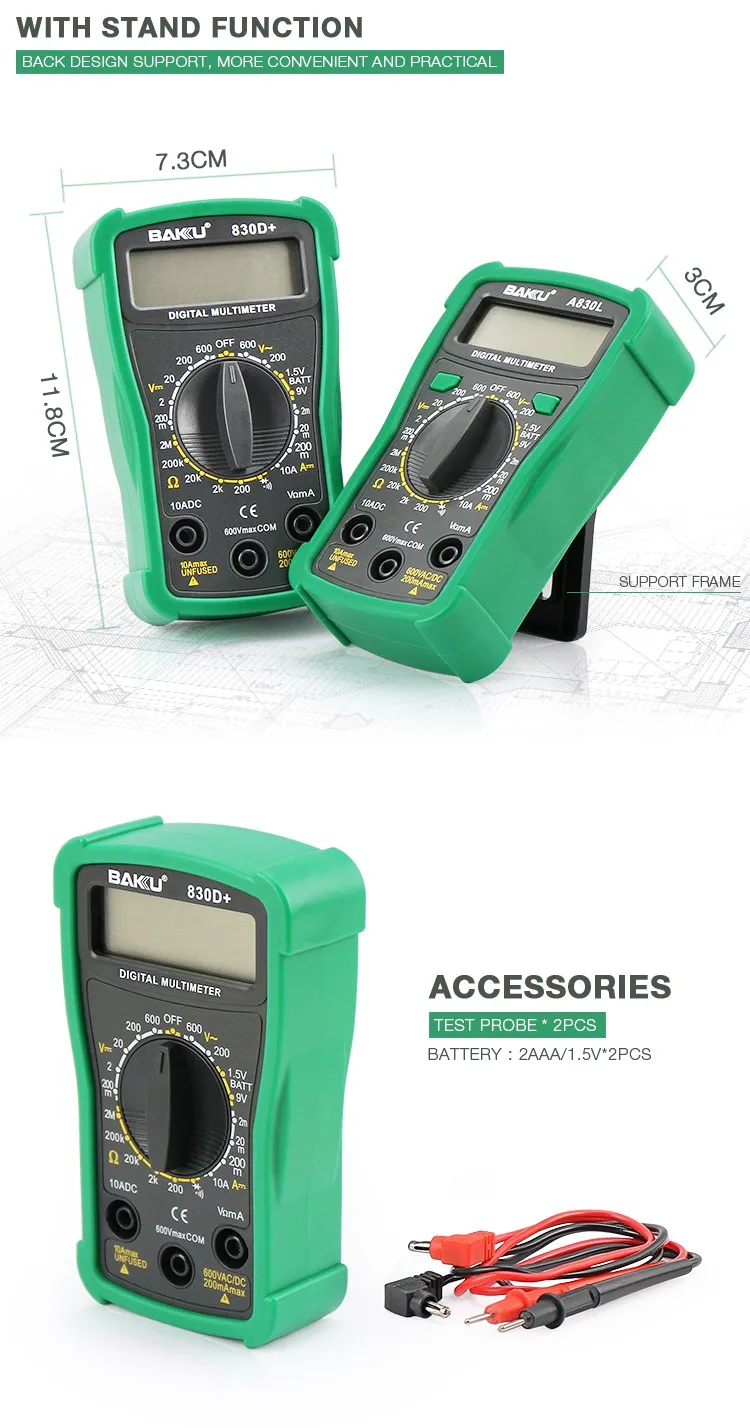 Baku Brands Bk830d+ Low Price Digital Display Multimeter Watch Tools