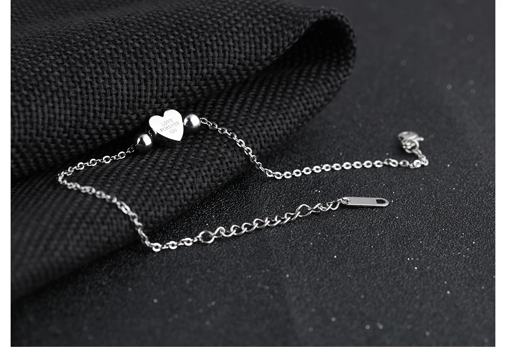 Wholesale UK Unique Women Heart Charm Thin Silver Bracelet Chain With Charm