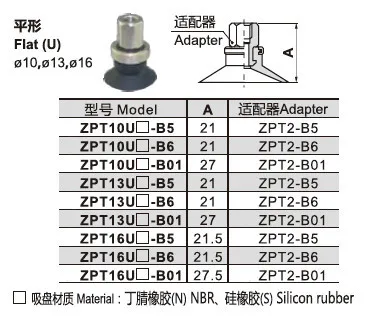 High Quality SMC type Vertical Vacuum Entry Without Buffer Vacuum Pad ZPT10CN-B5/B6/B01 or ZPT10CS-B5/B6/B01
