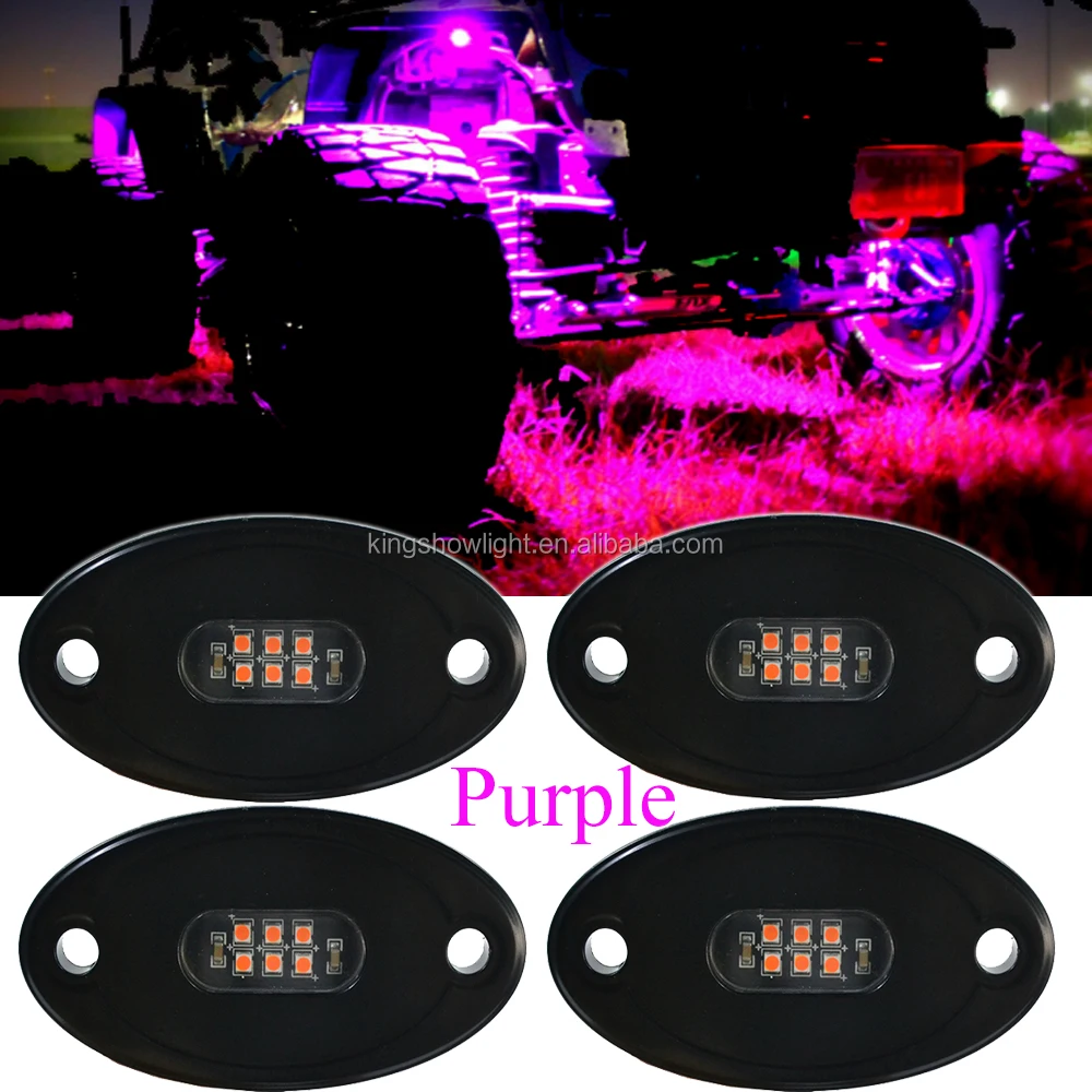 4pcs Waterproof Purple 24W High Power Super Bright LED Rock Light Car Truck Pickup Under Body Tail Light