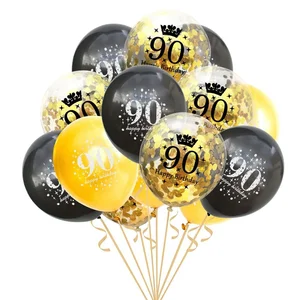 50th Balloons Set 15pcs 12/" Happy Birthday Clear Foil Confetti Latex Adults