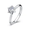 Classic 6 Claws Solid Solitaire Moissanite Ring in 14K or 18k White Gold for Engagement Ring