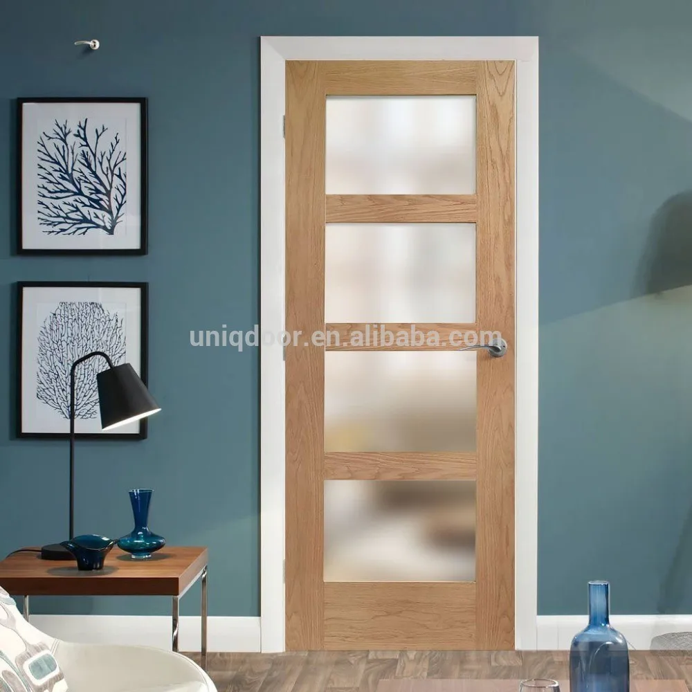 4 Glass Panel Oak Veneered Stile And Rail Wood Door With Engineered Frame Buy Modern Wood Door Designs Wood Room Door Design Engineered Frame