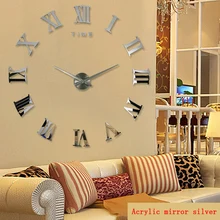 2016 hot real arrival digital mirror big wall clock modern living room quartz metal clocks free shipping home decoration watch