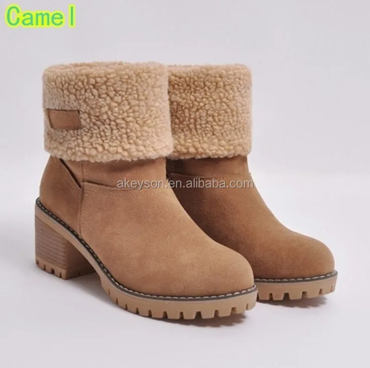 chunky heel boots with fur