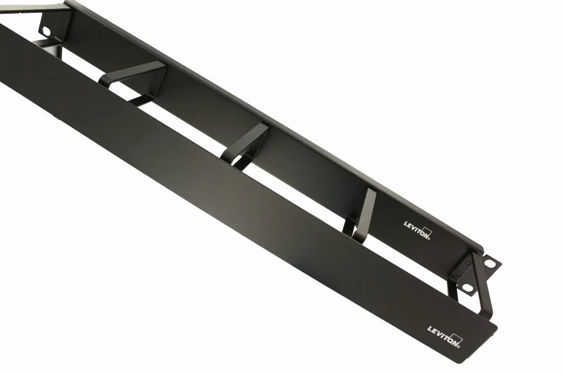 Leviton 49253-BCM Five-Ring Horizontal Patch Cord Organizer 2RU 4-inch D-Rings