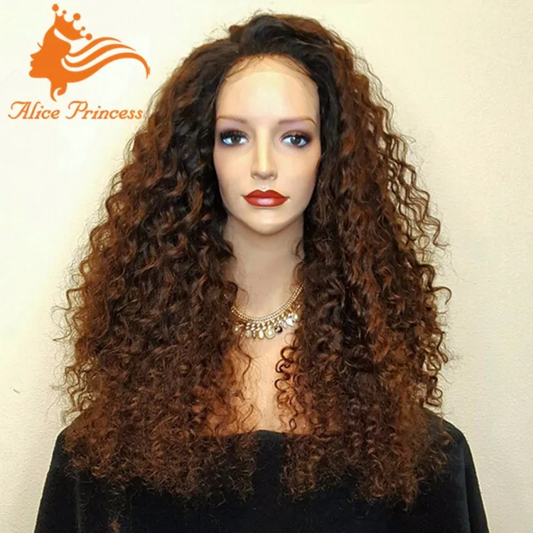 Ombre Two Tone Color Peruvian Front Lace Wig 1bt 30 Kinky Curly